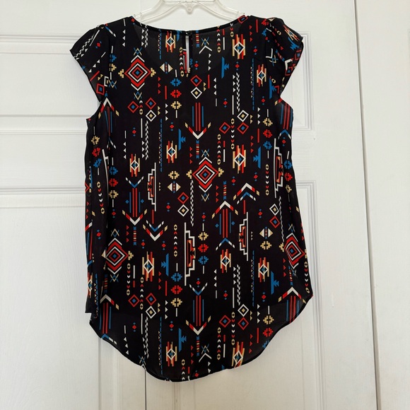 Pink Rose Black Pattern Blouse Size S - Picture 2 of 3